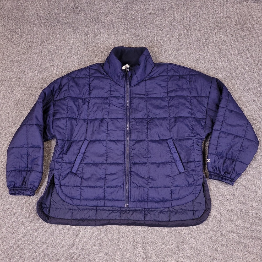 Fabletics‎ Puffer Jacket Shorts Mens M Blue Nylon Full Zip Grid Stitch
